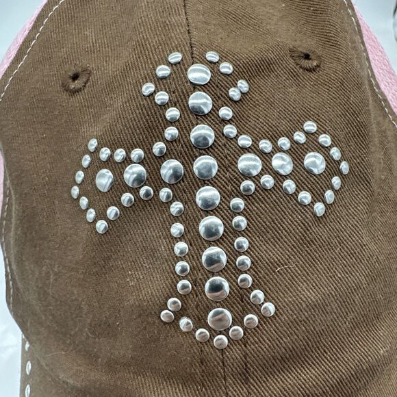Womens Cowgirl Cap Cadet Rhinestone Cross Wings Pink Cowgirl Hardware Christian - Picture 2 of 9
